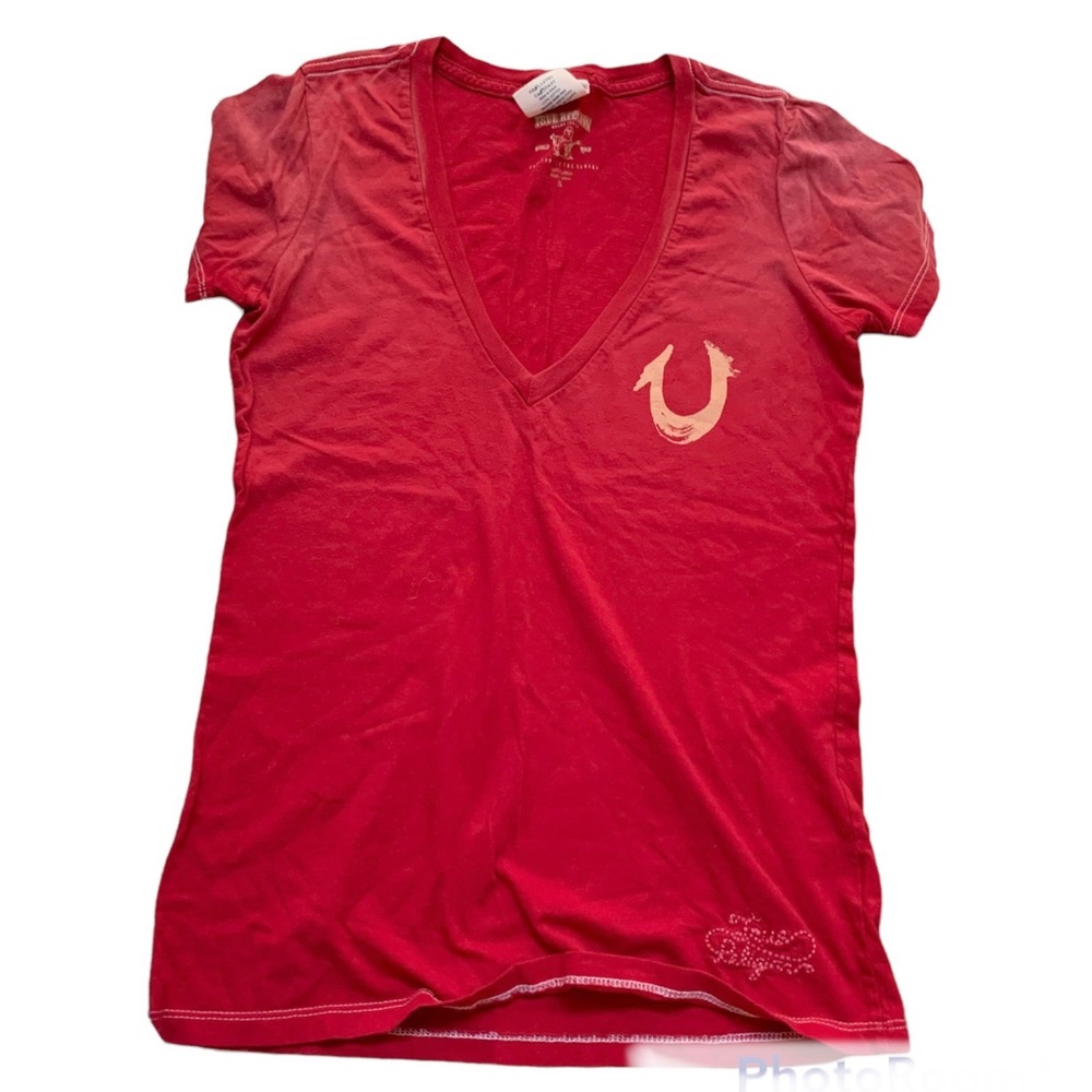True Religion Deep V-neck Short Sleeve T-shirt